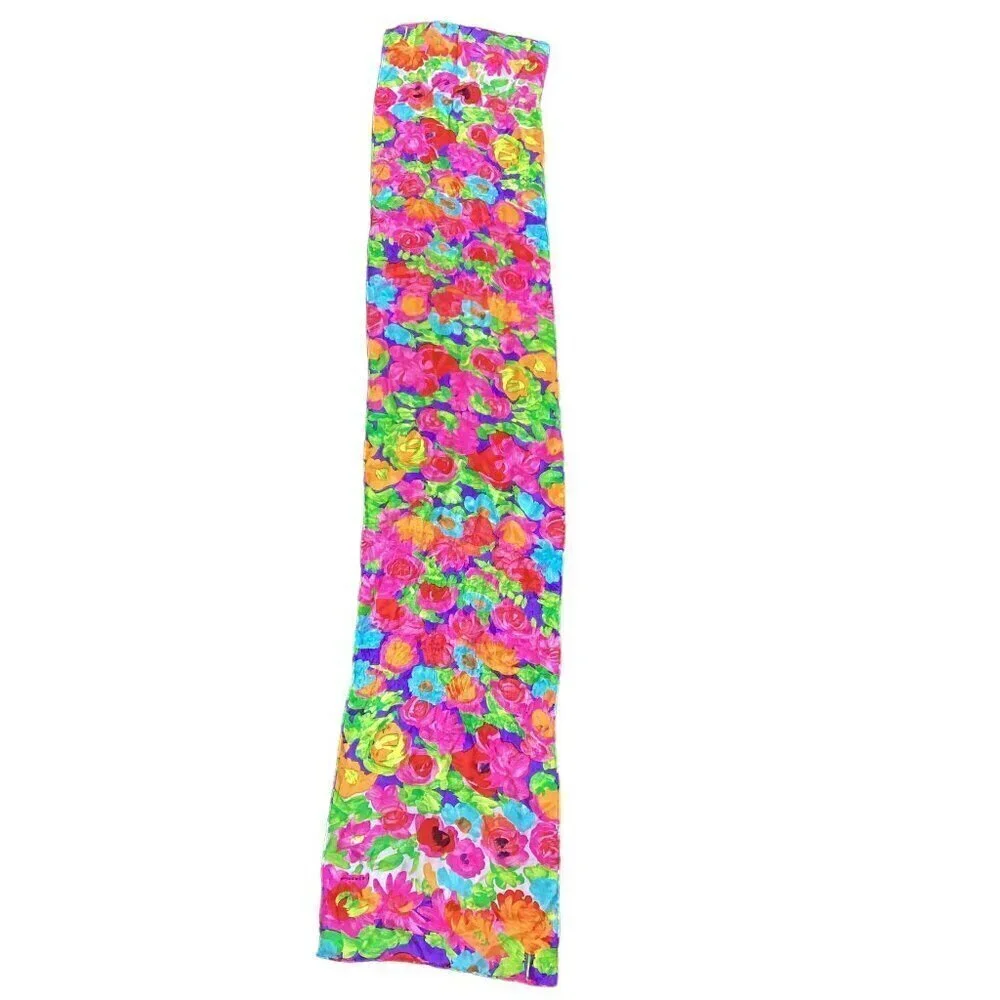 Liz Claiborne Silk Neck Scarf Colorful‎ Spring Floral Print 42P
